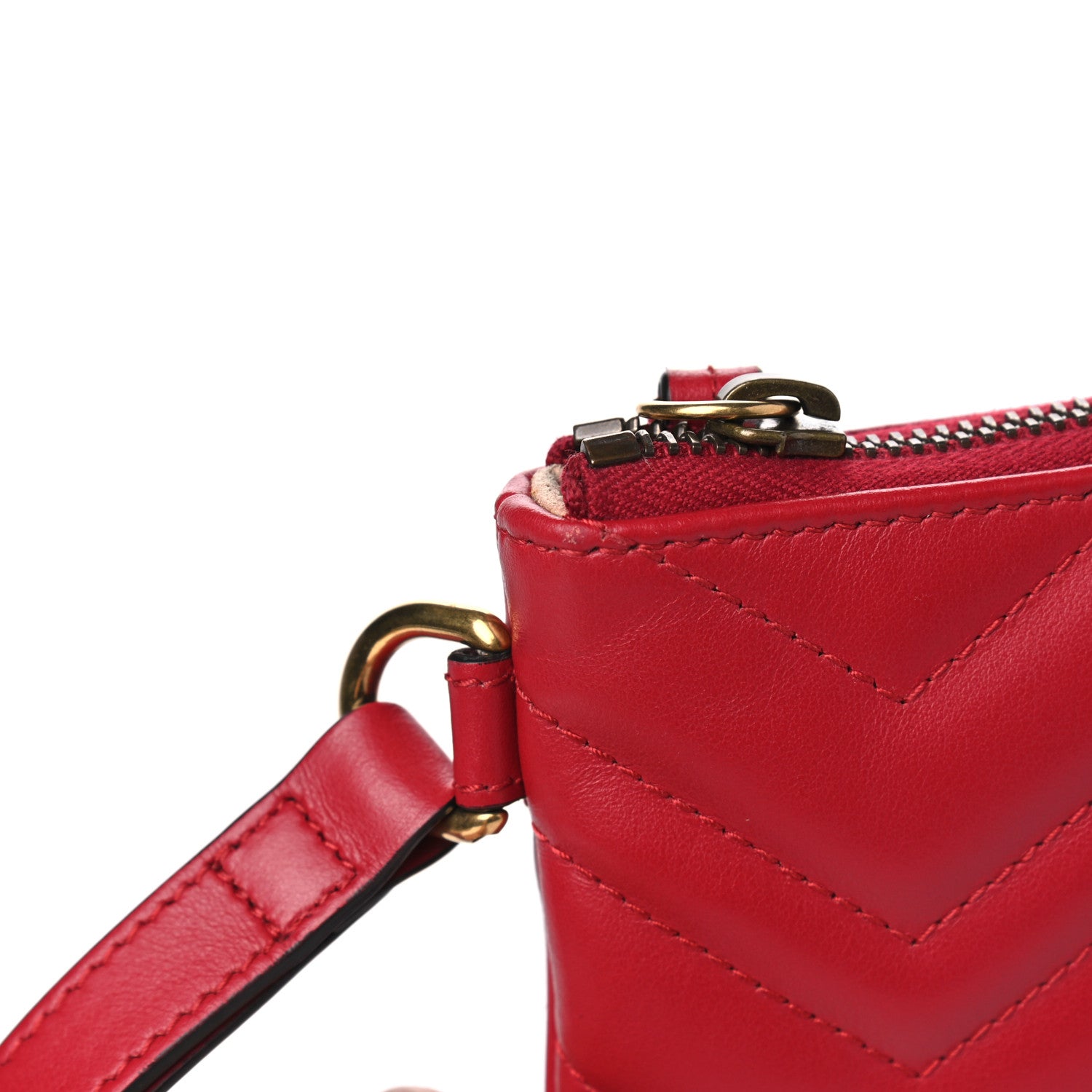 Gucci Calfskin Matelasse GG Marmont Wrist Wallet Hibiscus Red 8 of 11