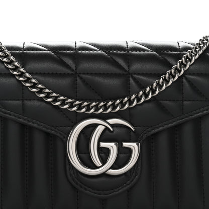 Gucci Calfskin Matelasse Aria GG Marmont Chain Wallet Black 8 of 11