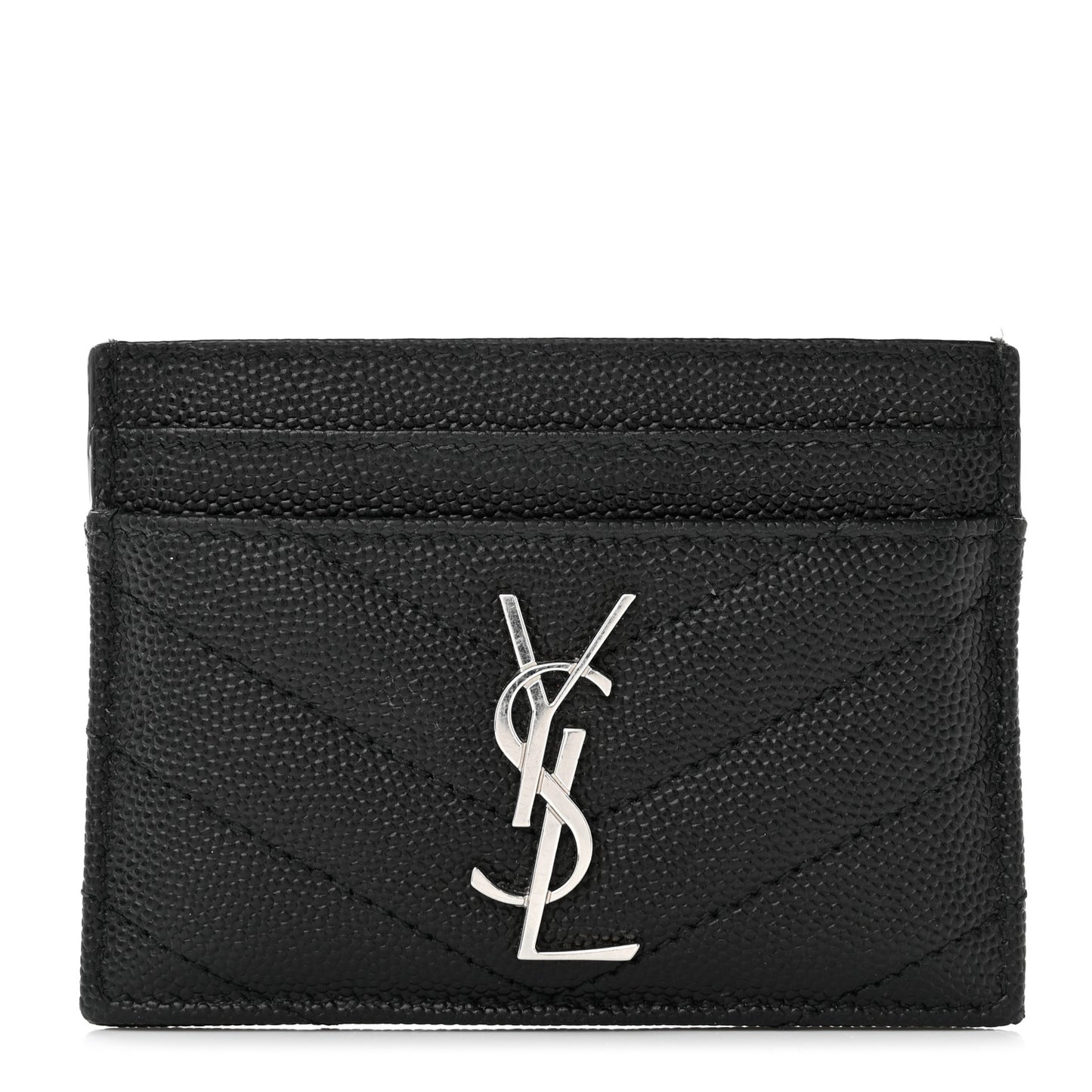 Grain De Poudre Matelasse Chevron Monogram Credit Card Case Black