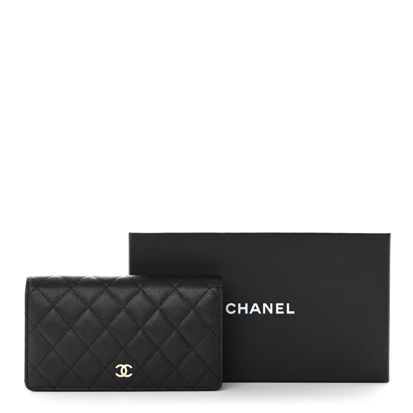 Caviar Quilted Yen Wallet Black