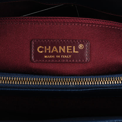 Chanel Patent Goatskin Quilted Small CC Eyelet Tote Blue 6 of 7