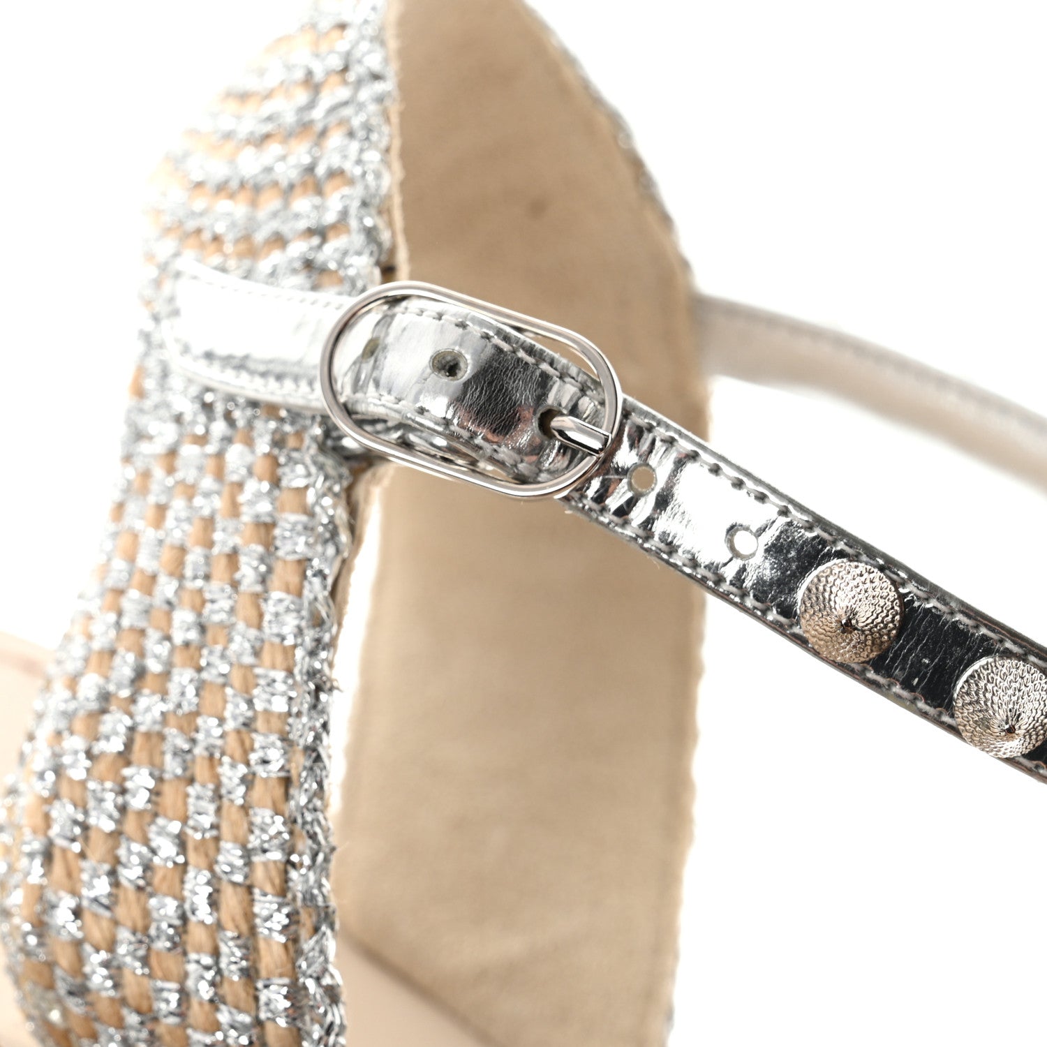 Christian Louboutin Metallic Cordorella Spiked Flat Sandals 40 Silver 6 of 9