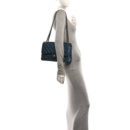 Chanel Metallic Caviar Quilted Jumbo Double Flap Blue 2 of 10
