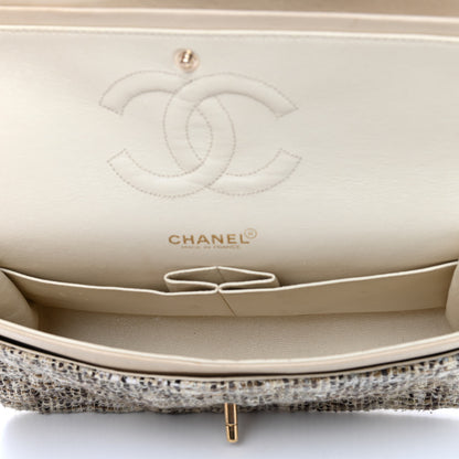 Chanel Tweed Quilted Medium Double Flap Beige Brown Multicolor 5 of 10