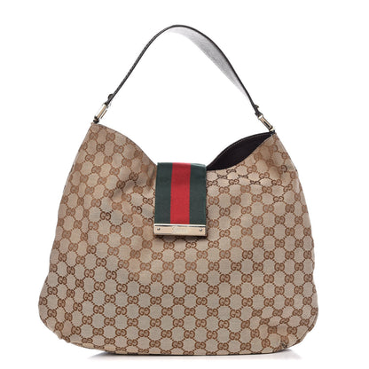 Gucci Monogram Large New Ladies Web Hobo Dark Brown 1 of 11