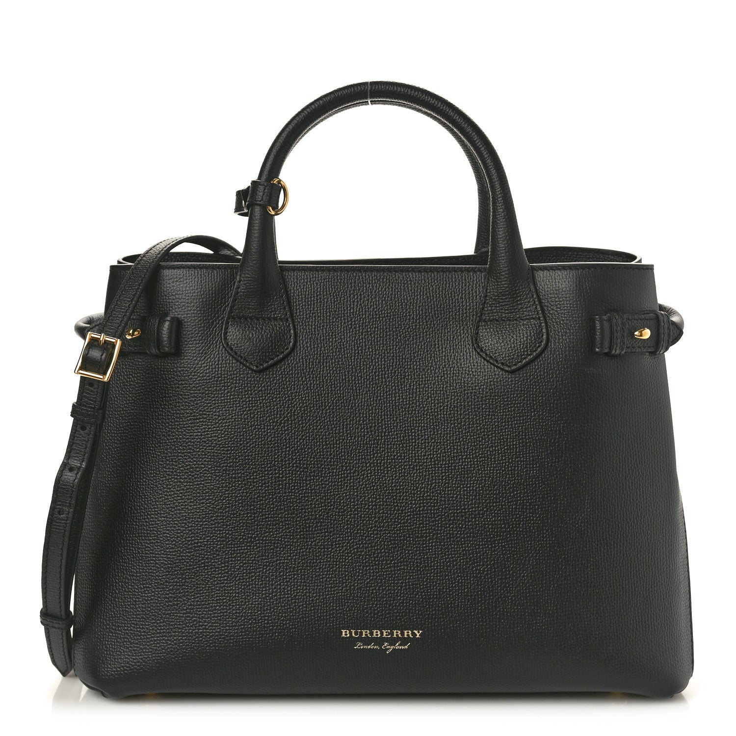 Burberry Derby Calfskin House Check Medium Banner Tote Black 1 of 10