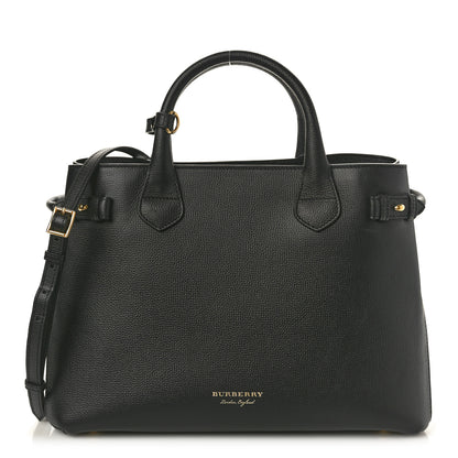 Burberry Derby Calfskin House Check Medium Banner Tote Black 1 of 10
