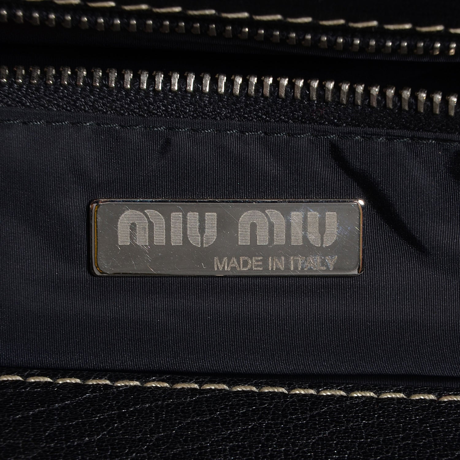 Miu Miu Buffalo Leather Tote Nero Black 6 of 7