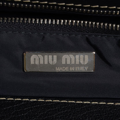 Miu Miu Buffalo Leather Tote Nero Black 6 of 7
