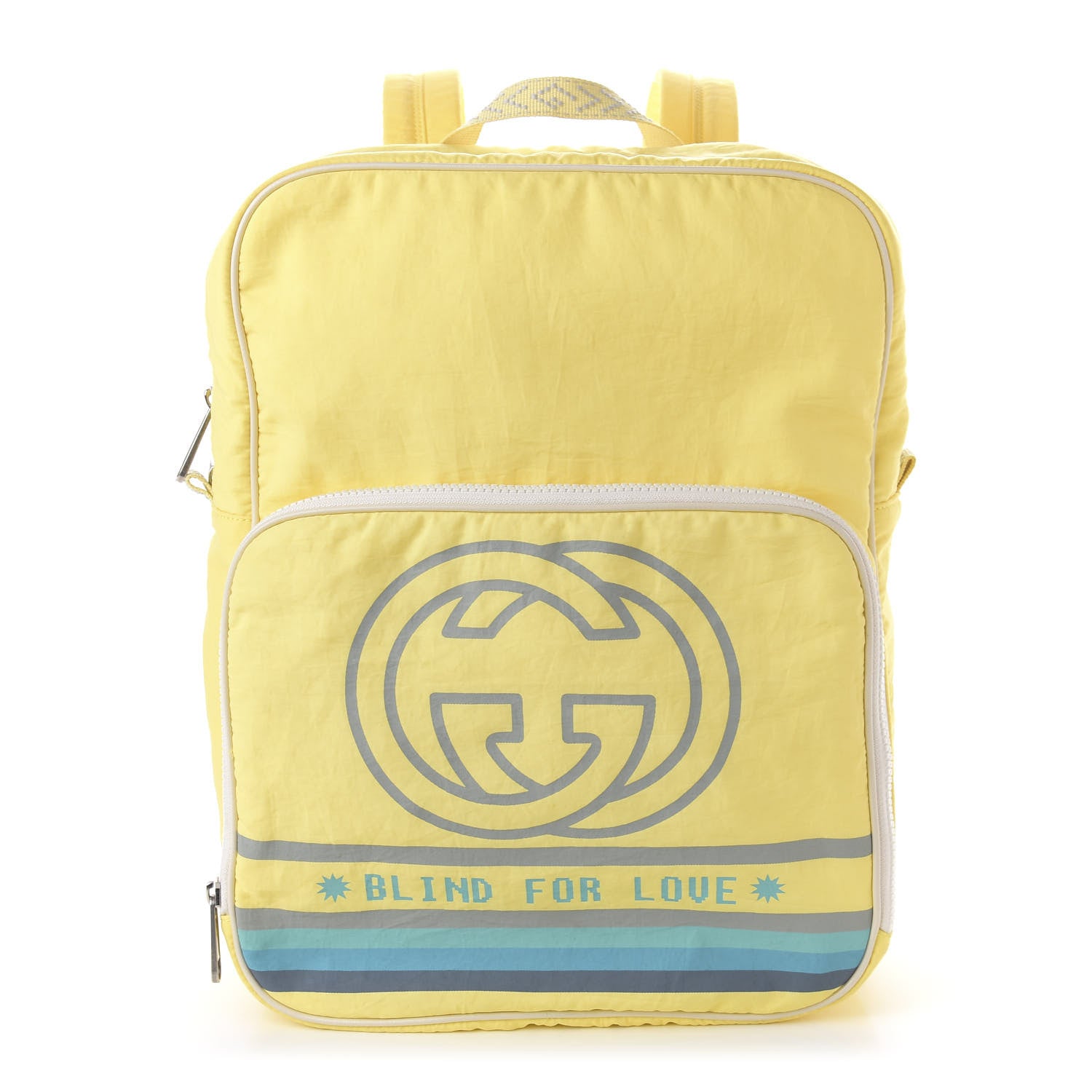 Gucci Nylon Twill Blind For Love Interlocking G Backpack Pastel Yellow Multicolor 1 of 9