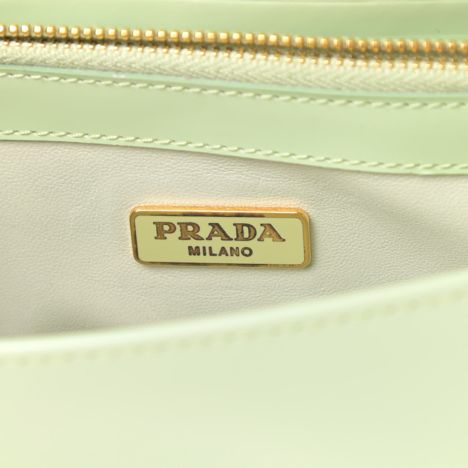 Prada Vernice Metal Bar Chain Wallet Light Green 6 of 16