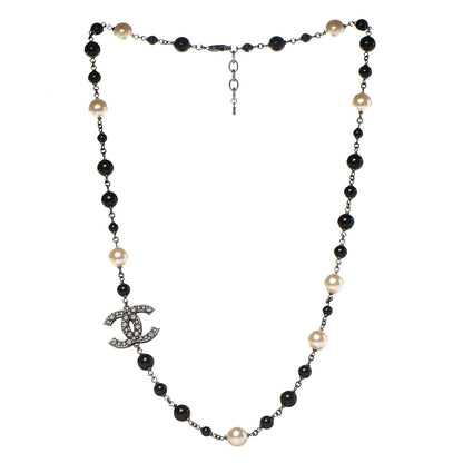 Chanel Ruthenium Pearl Beaded CC Short Necklace Black 3 of 5