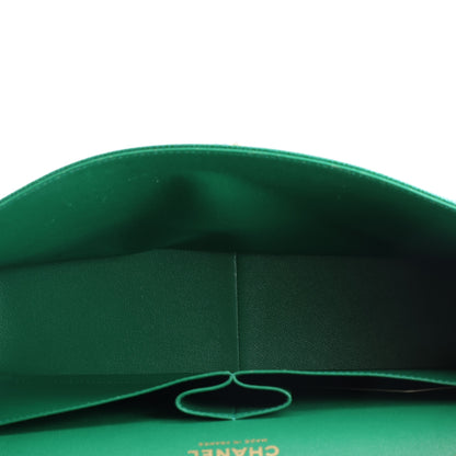 Chanel Metallic Caviar Quilted Jumbo Double Flap Green 5 of 10