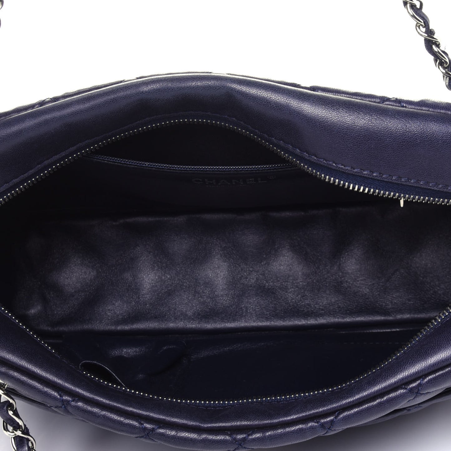 Lambskin Quilted Medium Camera Case Dark Navy Blue