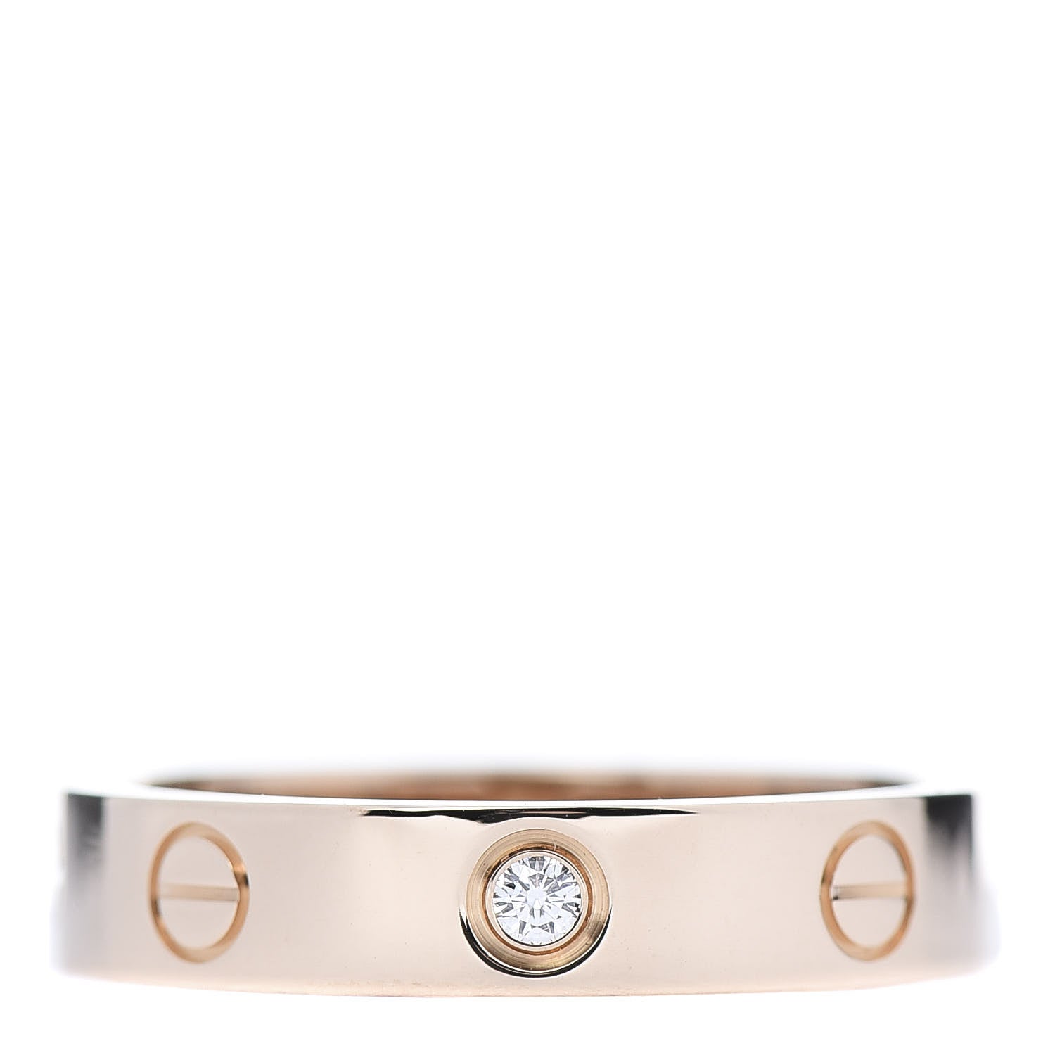 Cartier 18K Pink Gold Diamond 4mm LOVE Wedding Band Ring 53 6.5 1 of 4