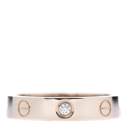Cartier 18K Pink Gold Diamond 4mm LOVE Wedding Band Ring 53 6.5 1 of 4