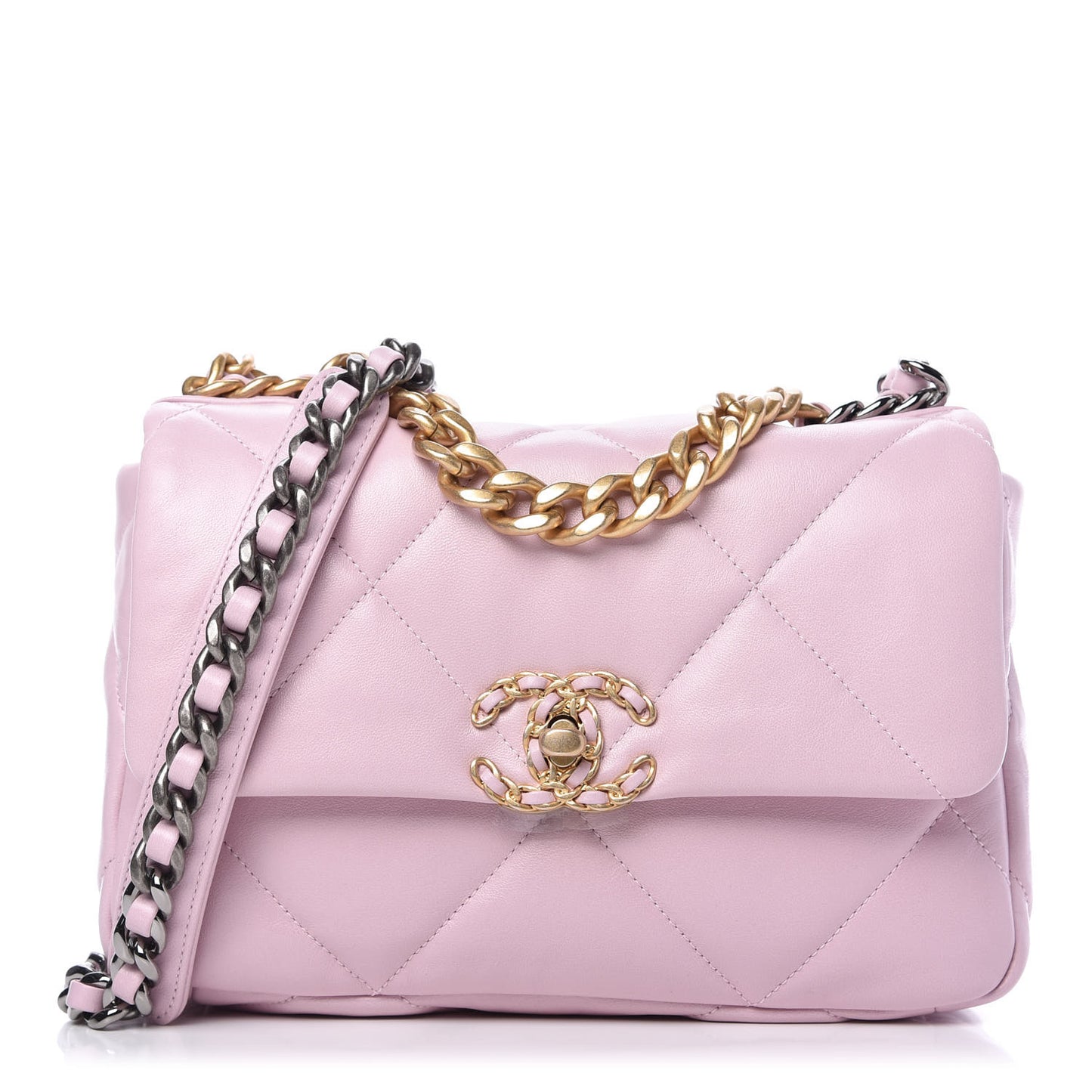 Lambskin Quilted Medium Chanel 19 Flap Light Pink