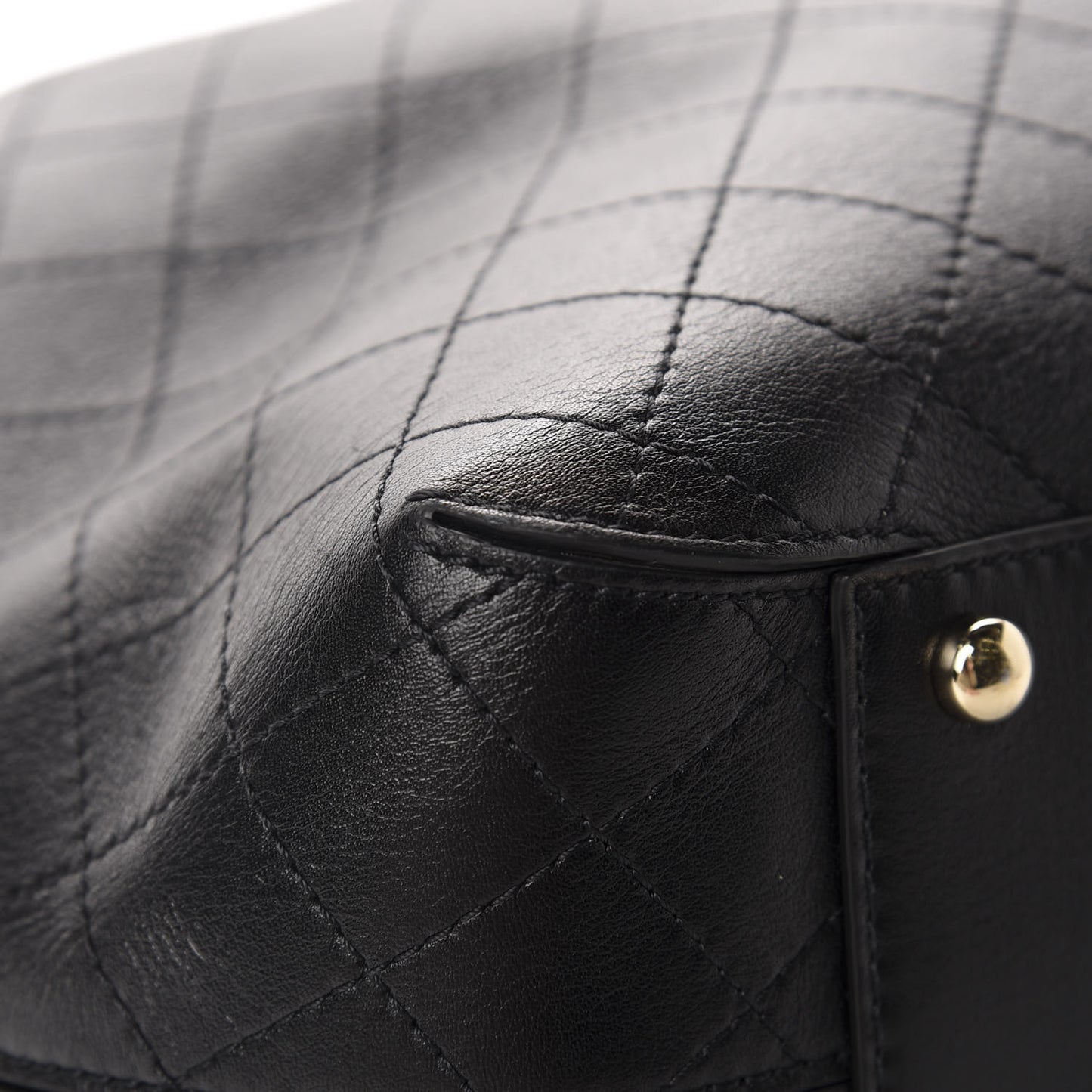 Calfskin Stitched Drawstring Bag Black