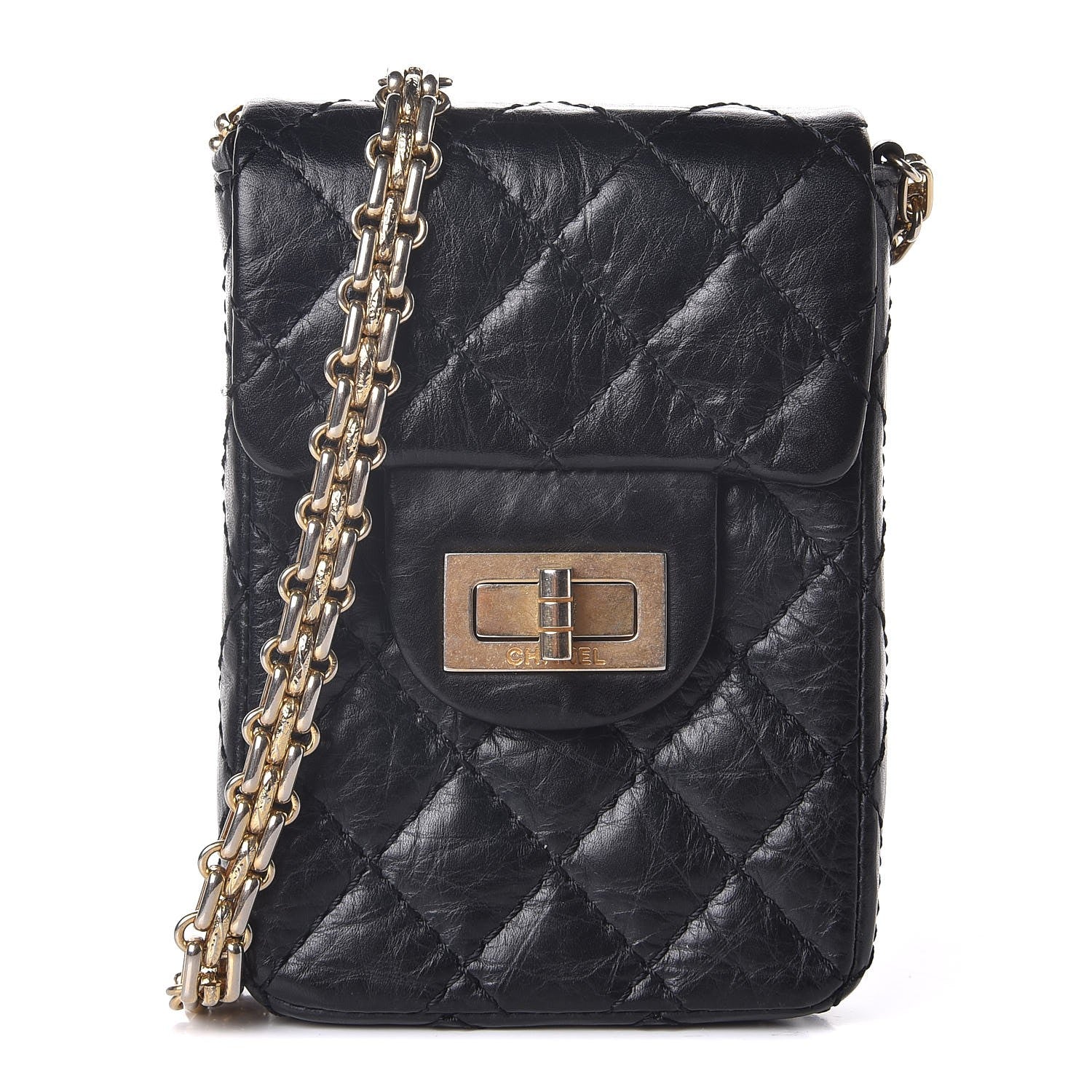 Chanel Aged Calfskin Quilted 2.55 Reissue Phone Case Black 1 of 8