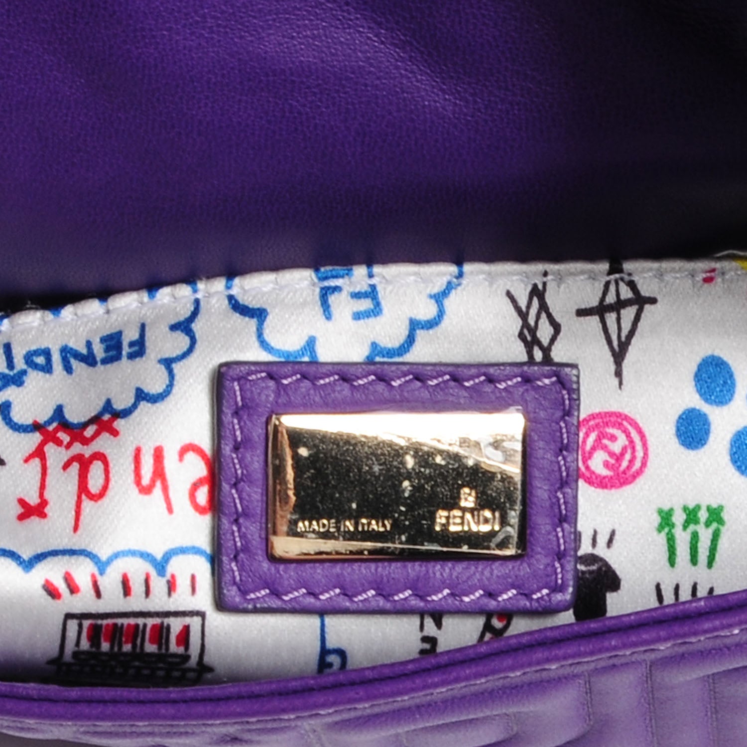 Fendi Nappa Logo Embossed Mini Baguette Purple 6 of 9