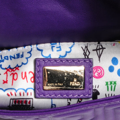 Fendi Nappa Logo Embossed Mini Baguette Purple 6 of 9