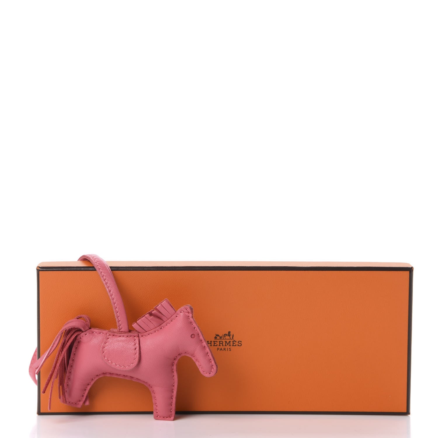 Hermes Milo Lambskin Grigri Rodeo Horse Bag Charm PM Rose Azalee 4 of 4