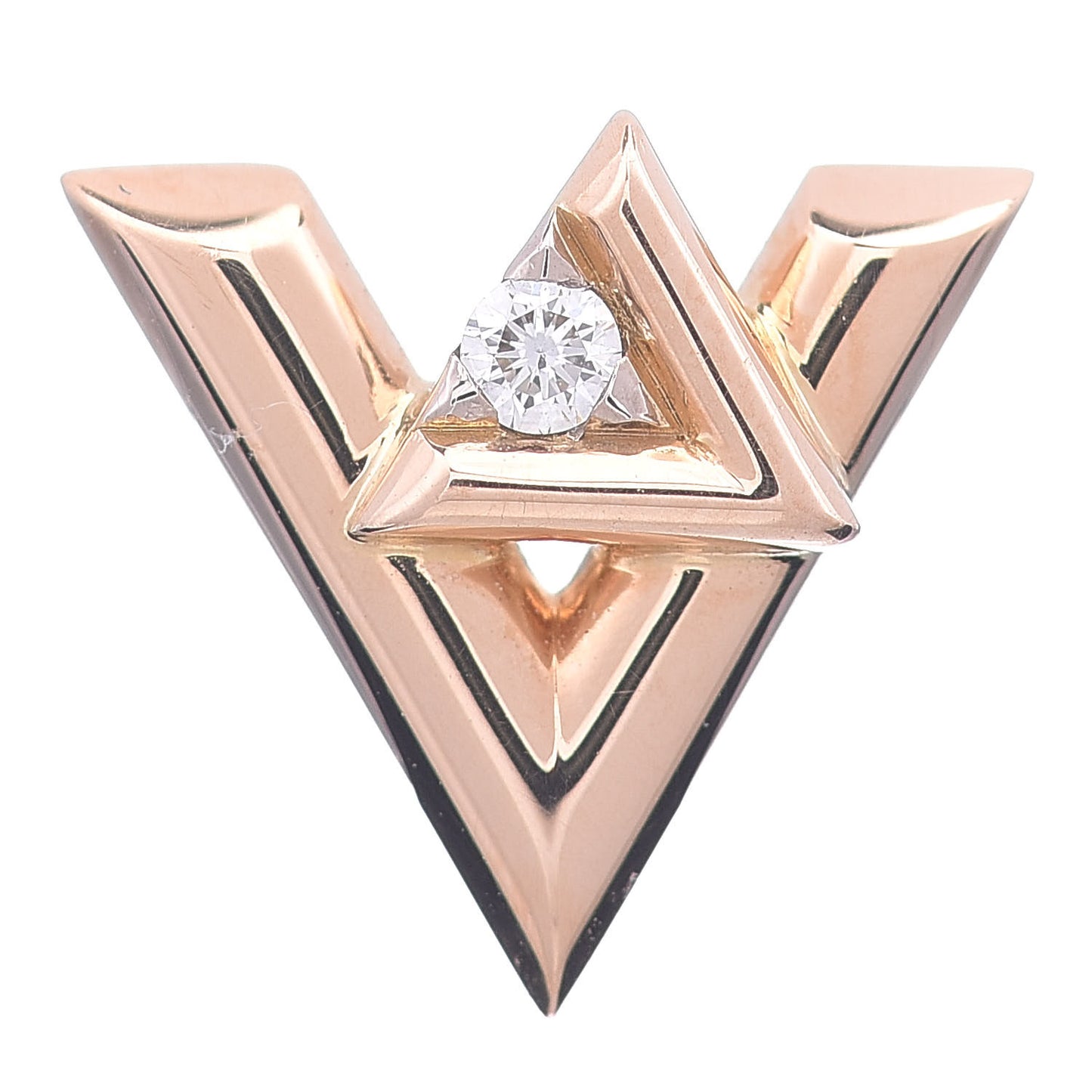 18K Pink Gold Diamond LV Volt Single Stud Earring