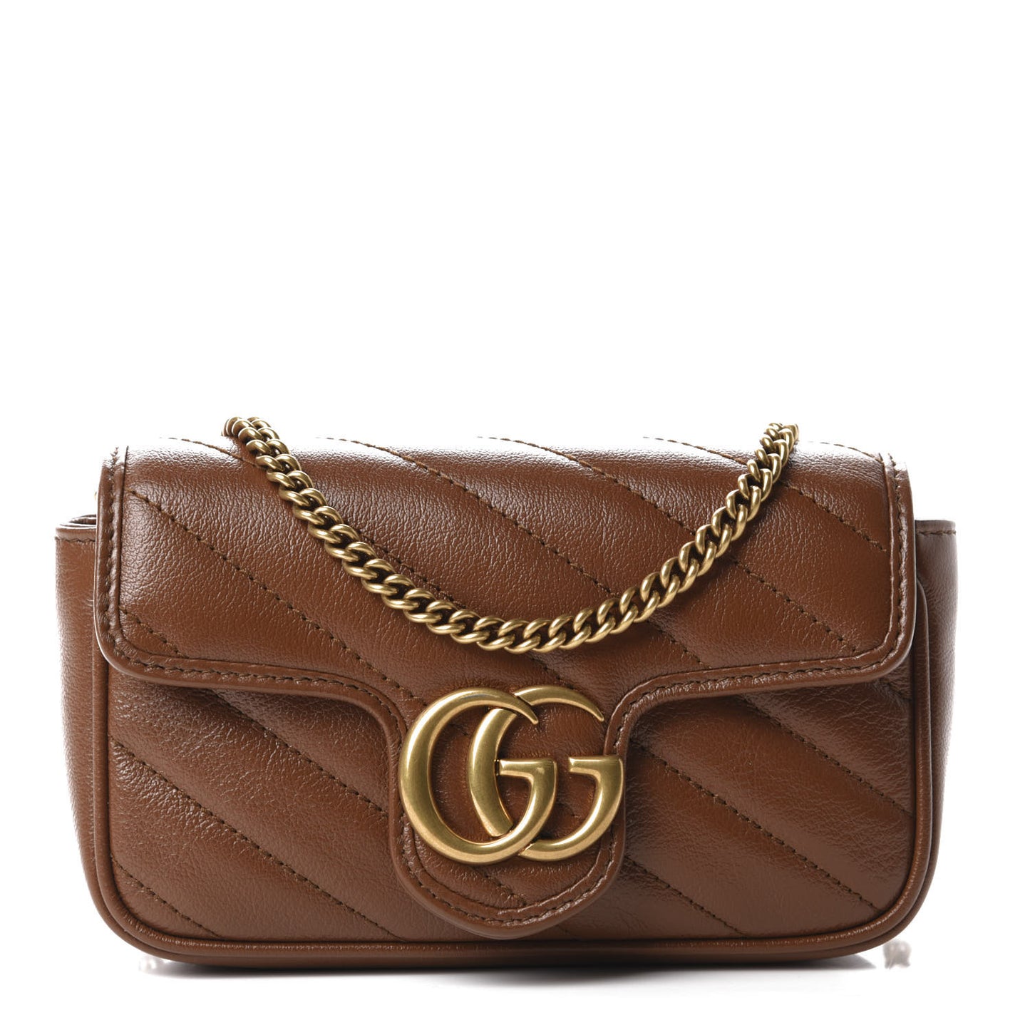 Azalea Calfskin Matelasse Diagonal Super Mini GG Marmont Shoulder Bag Cuir