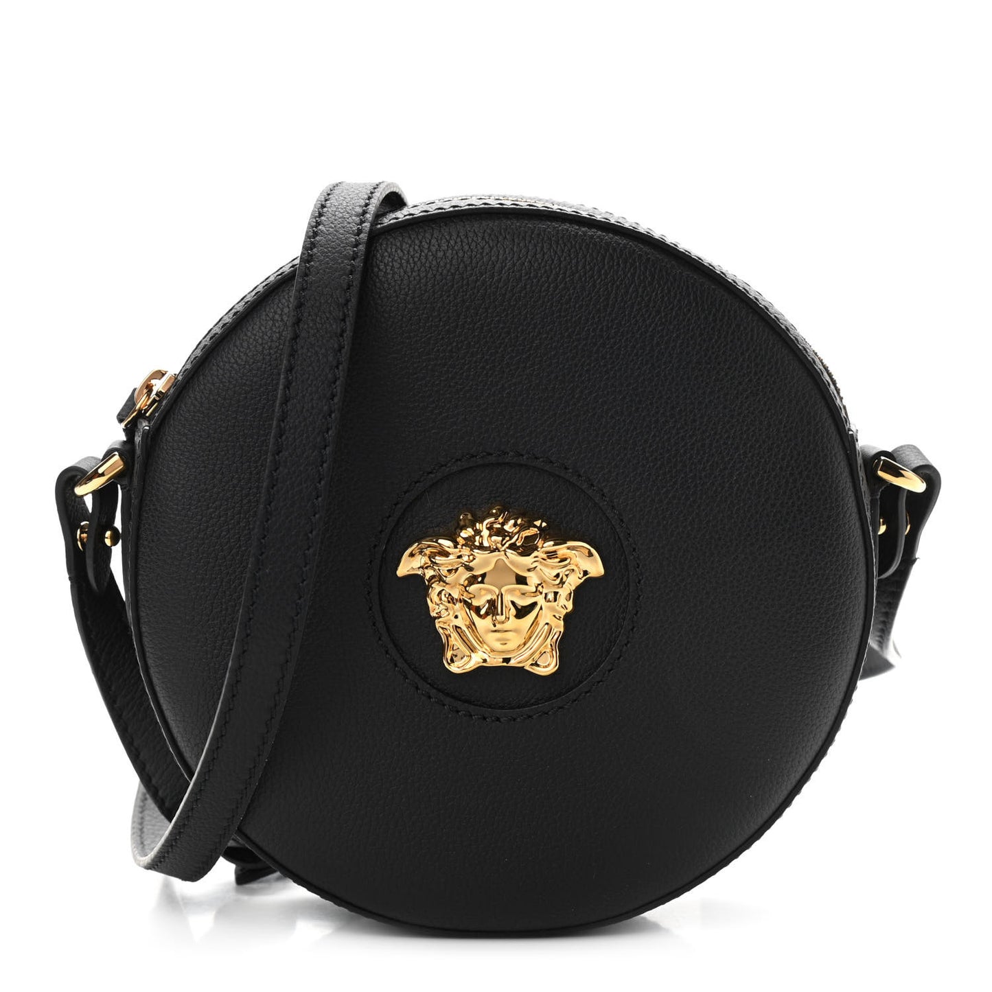 Calfskin La Medusa Round Camera Bag Black