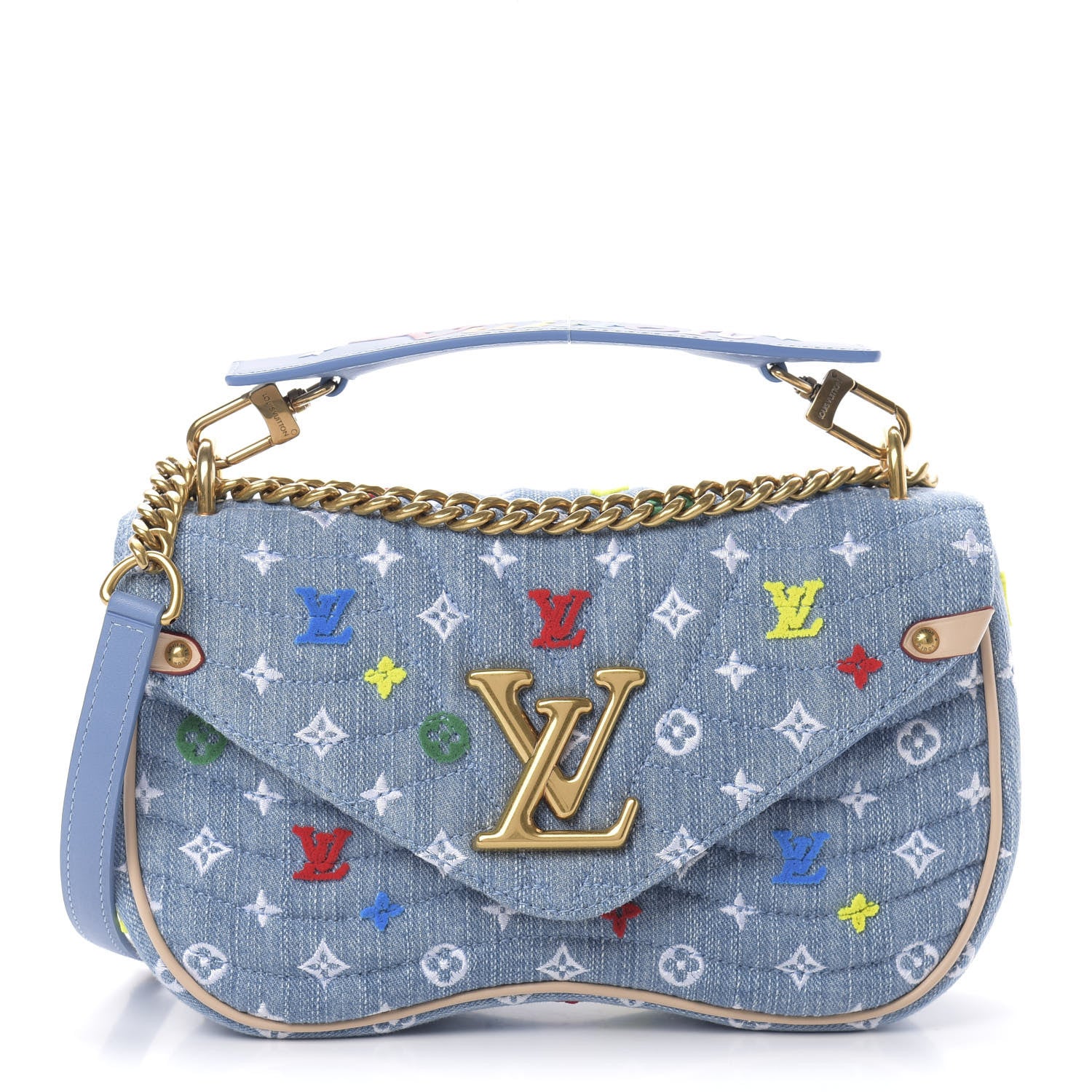 Louis Vuitton Embroidered Monogram Denim New Wave Chain MM 1 of 11