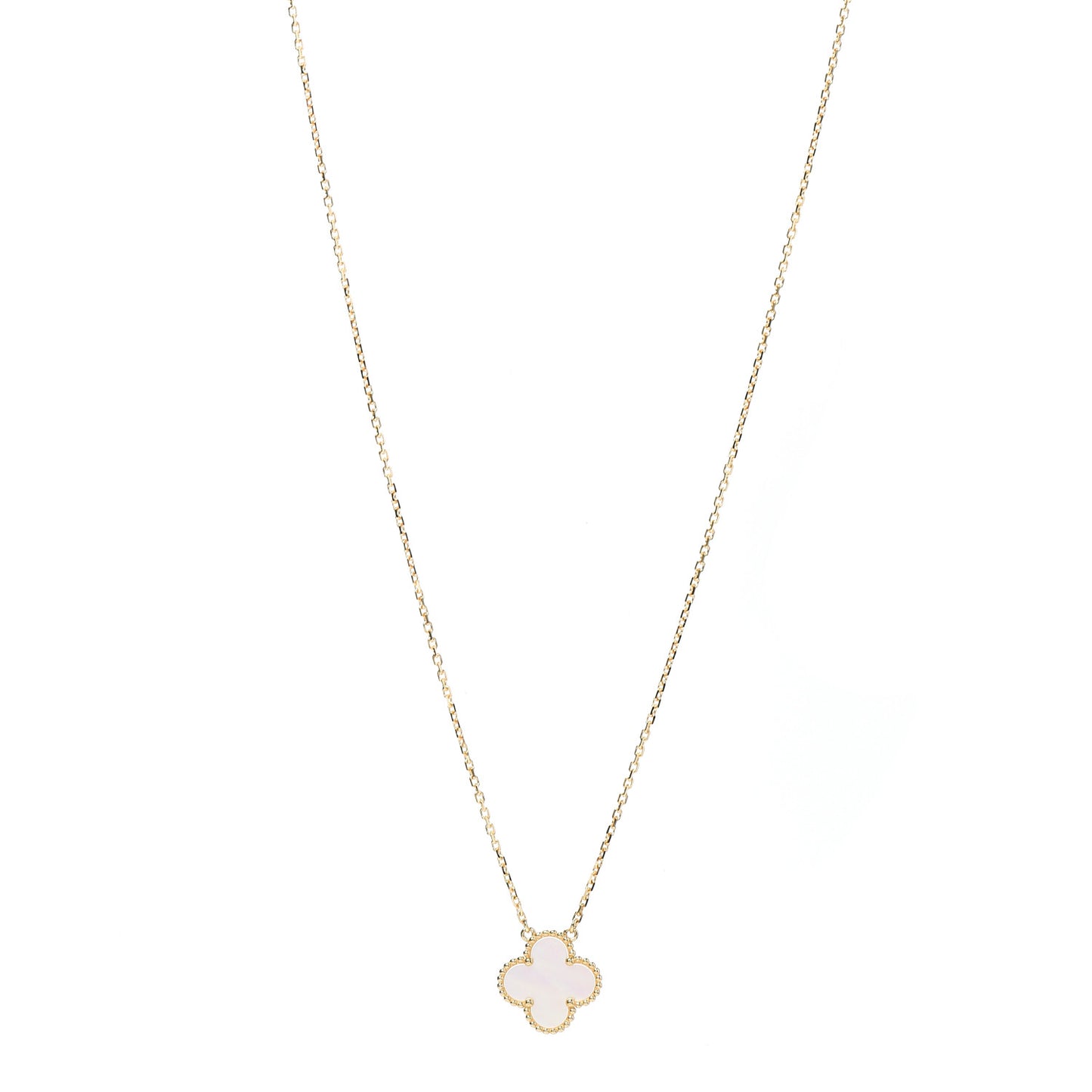 18K Yellow Gold Mother of Pearl Vintage Alhambra Pendant Necklace