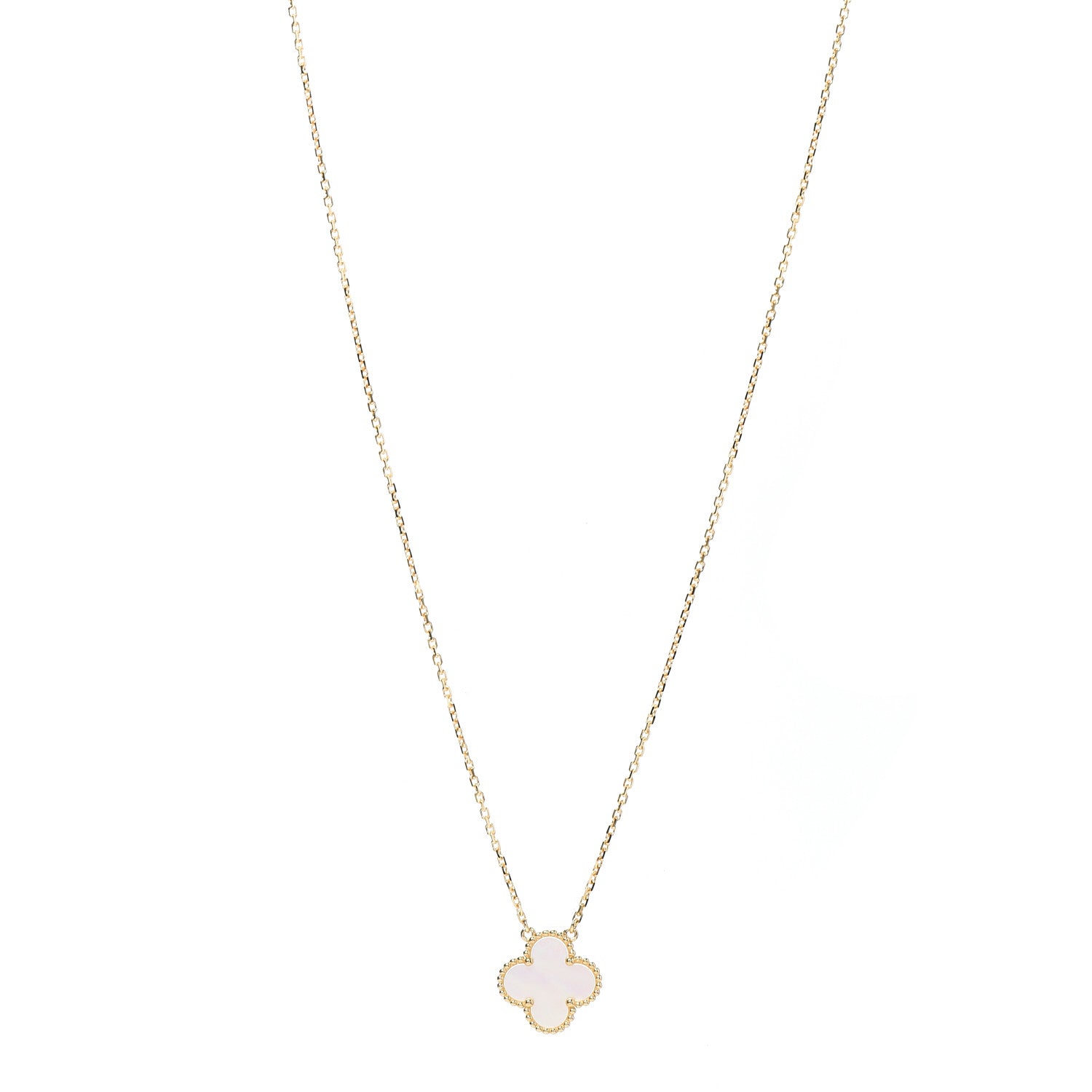 Van Cleef & Arpels 18K Yellow Gold Mother of Pearl Vintage Alhambra Pendant Necklace 1 of 5