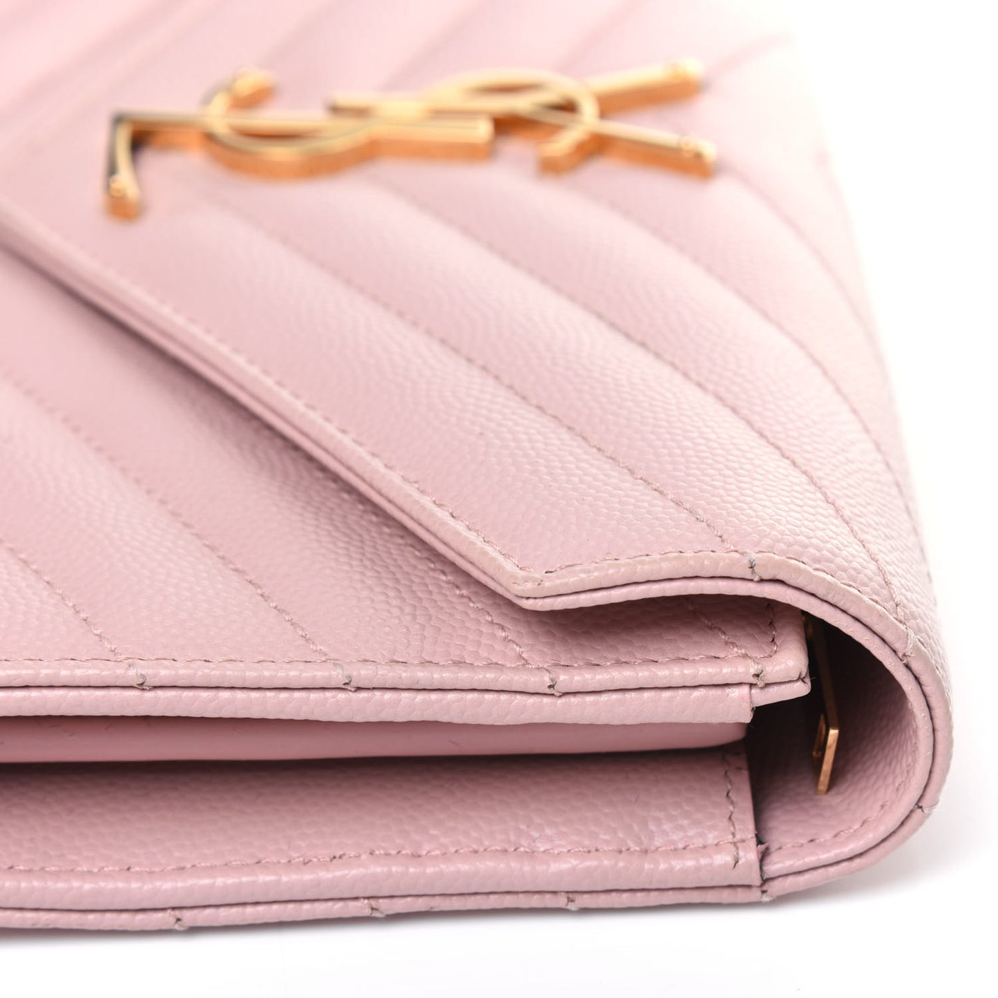 Grain De Poudre Matelasse Chevron Monogram Flap Wallet Pale Pink