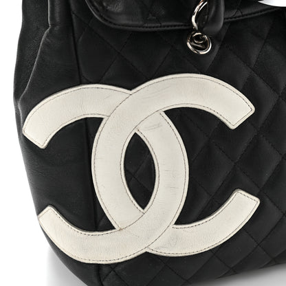Chanel Calfskin Quilted Large Cambon Flap Black White 25 of 25