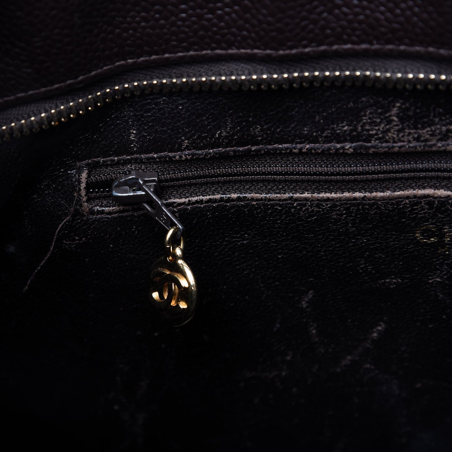 Caviar Quilted Medallion Tote Dark Brown