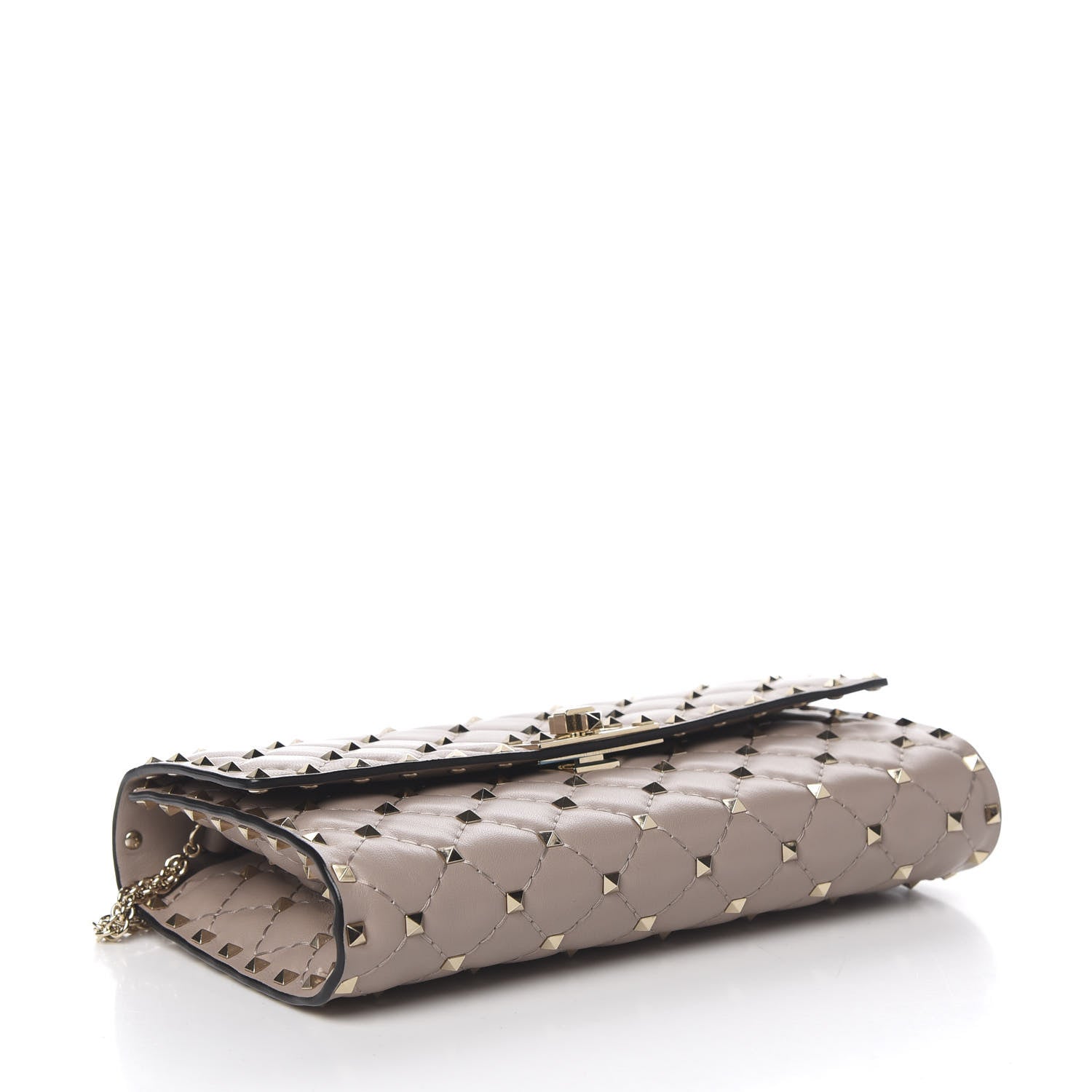 Valentino Garavani Lambskin Rockstud Spike Wallet on Chain Poudre 3 of 10
