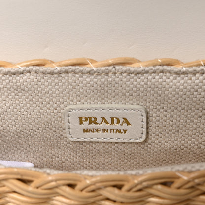 Prada Midollino City Calfskin Mini Bag Naturale White 6 of 11