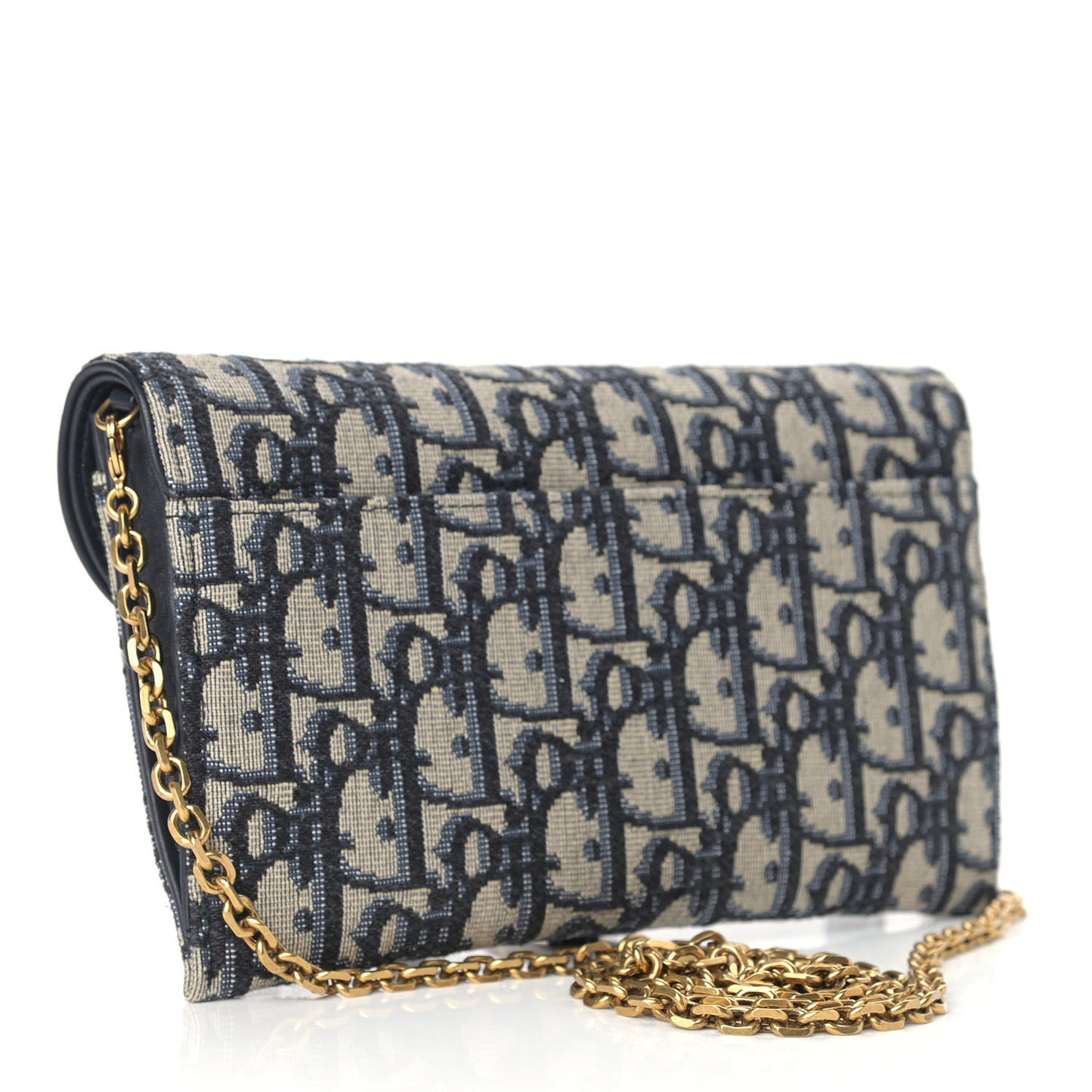 Oblique Saddle Chain Long Wallet Blue