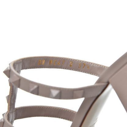 Valentino Garavani Calfskin Rockstud 60mm Caged Slide Sandals 37.5 Poudre 8 of 10