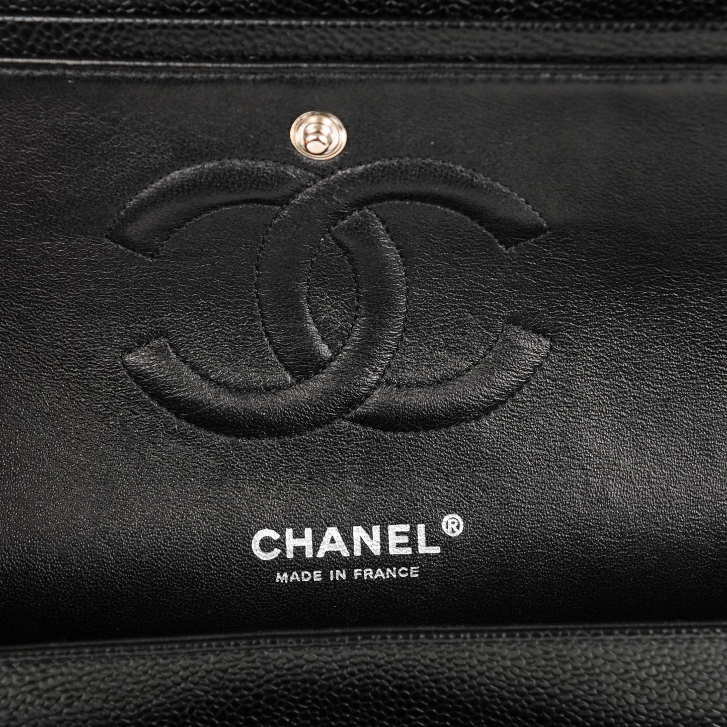 Caviar Quilted Medium Double Flap Black
