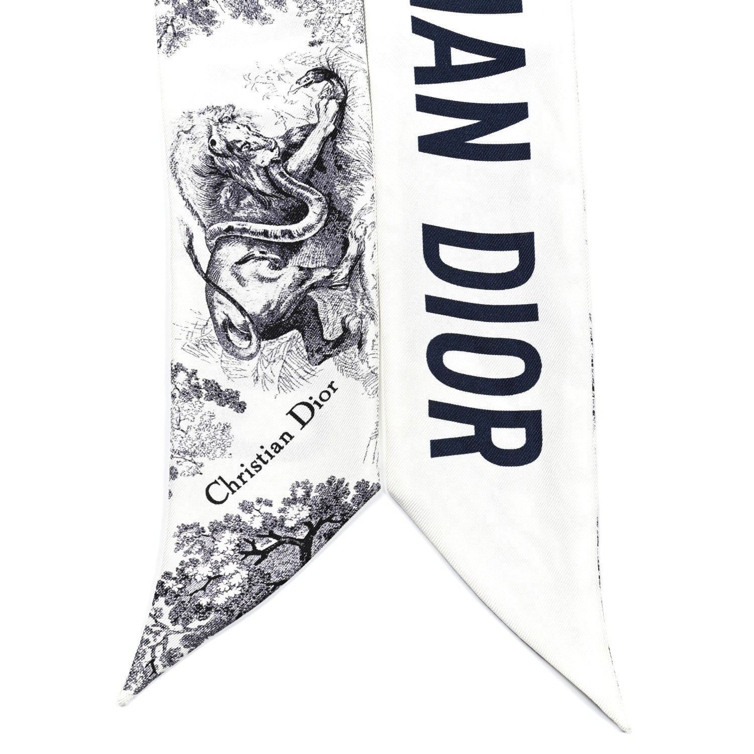 Christian Dior Silk Toile De Jouy Mitzah Scarf White 2 of 3