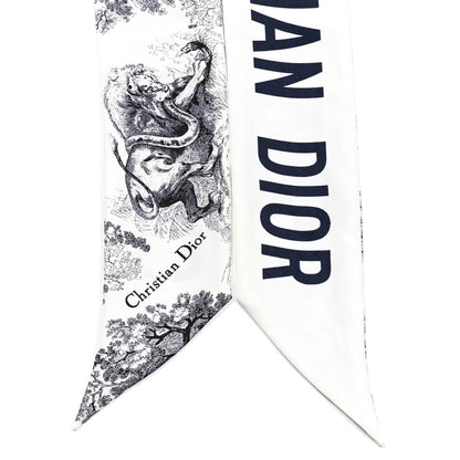 Christian Dior Silk Toile De Jouy Mitzah Scarf White 2 of 3