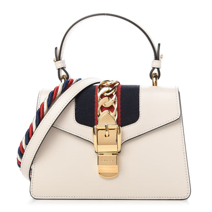 Gucci Calfskin Mini Sylvie Top Handle Bag White 1 of 10
