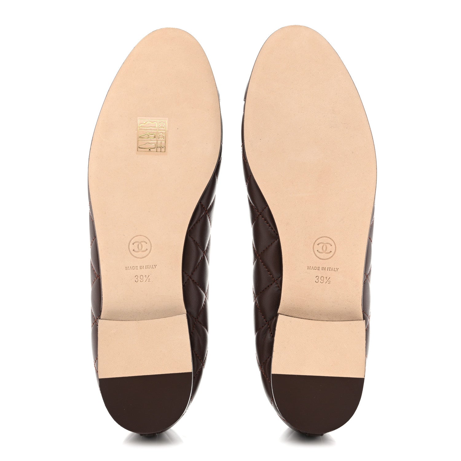 Chanel Lambskin Quilted CC Cap Toe Ballerina Flats 39.5 Chocolate 6 of 11