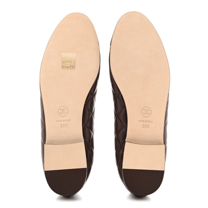 Chanel Lambskin Quilted CC Cap Toe Ballerina Flats 39.5 Chocolate 6 of 11