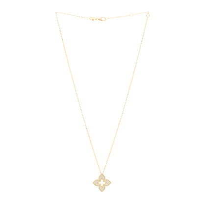 Roberto Coin 18K Yellow Gold Diamond Medium Venetian Princess Flower Pave Pendant Necklace 3 of 4