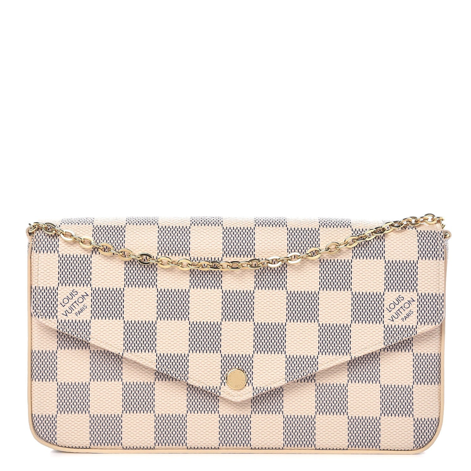 Louis Vuitton Damier Azur Pochette Felicie Chain Wallet Rose Ballerine 1 of 10