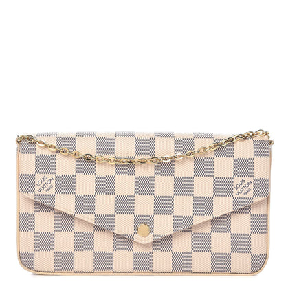 Louis Vuitton Damier Azur Pochette Felicie Chain Wallet Rose Ballerine 1 of 10