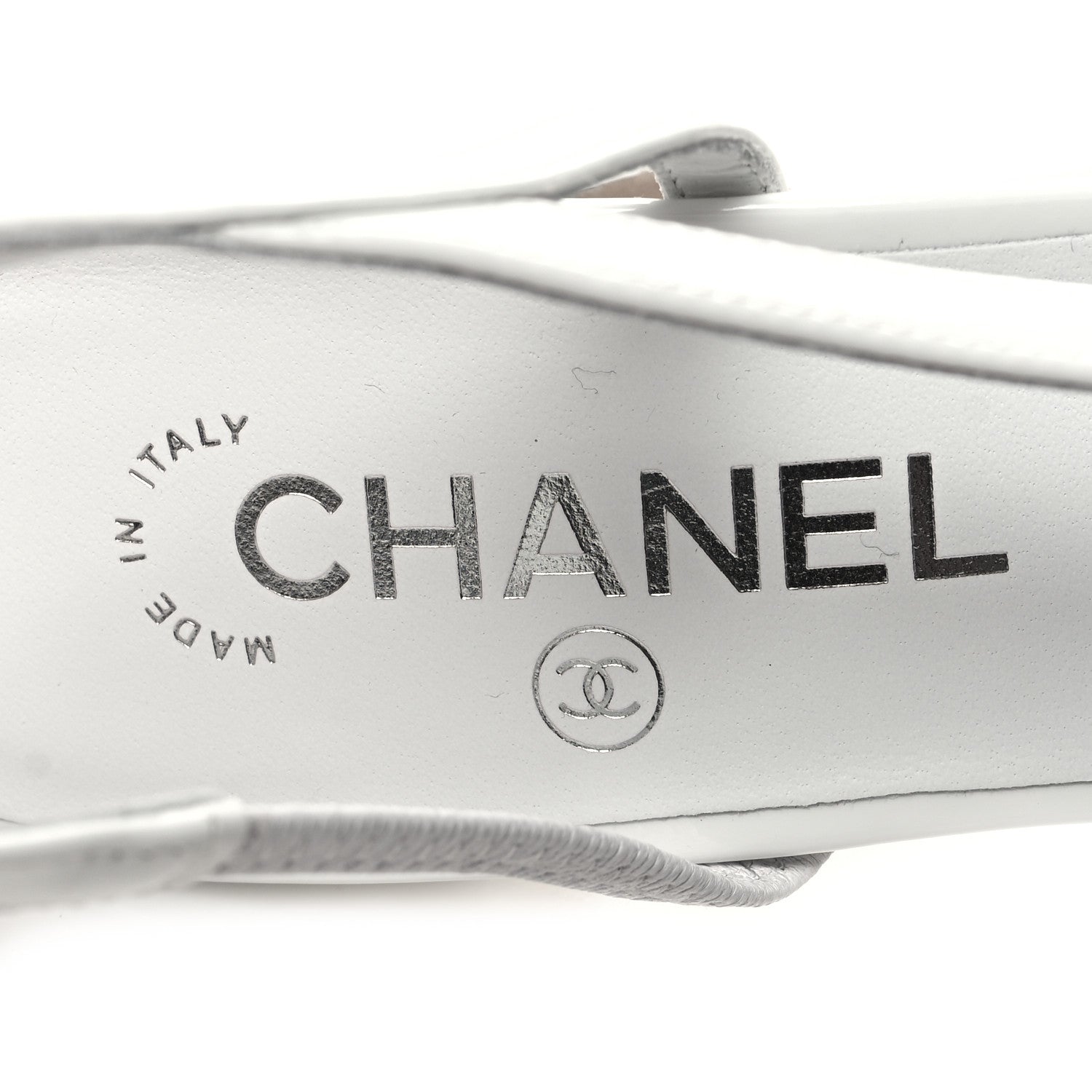 Chanel Patent Calfskin Cap Toe CC Slingback Pumps 38 White 8 of 8