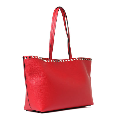 Valentino Garavani Grained Calfskin Small Rockstud Shoulder Tote Rouge Pur 3 of 16